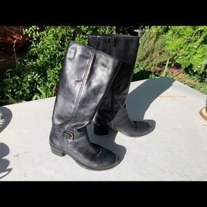 Leather zip up boots